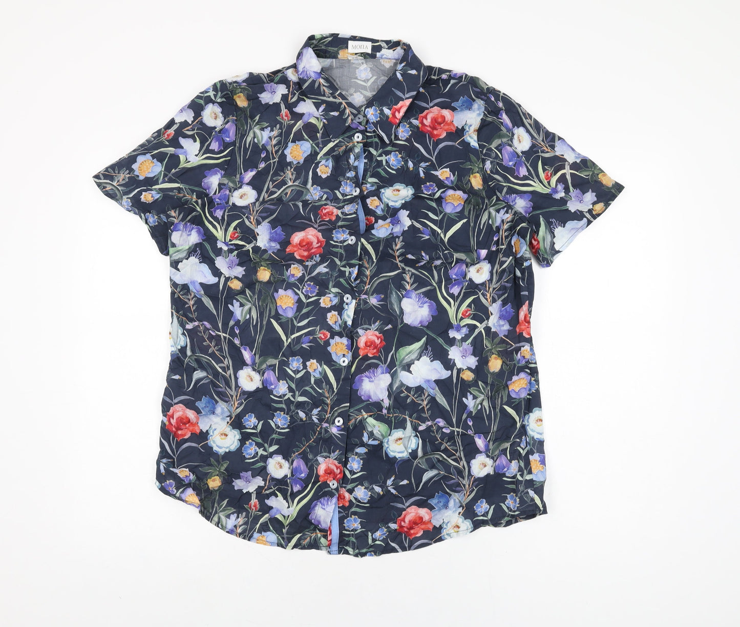 Womens UK Size 16 Mona Blue Basic Button-Up