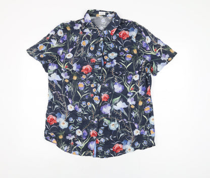 Womens UK Size 16 Mona Blue Basic Button-Up