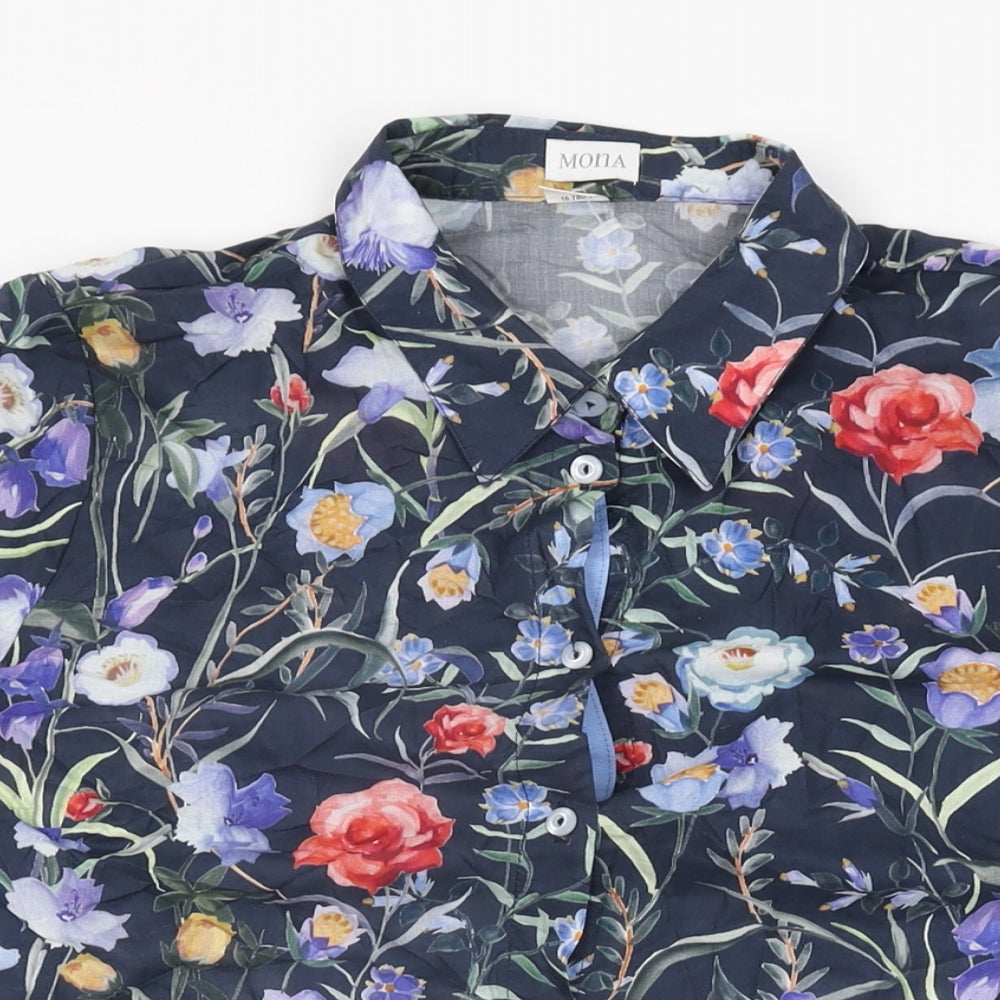 Womens UK Size 16 Mona Blue Basic Button-Up
