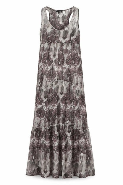 NEXT Womens Grey Geometric Polyester Maxi Size 10 Scoop Neck Pullover