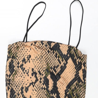 Edge Street Womens Orange Geometric Polyester Bodysuit One-Piece Size 10 Snap