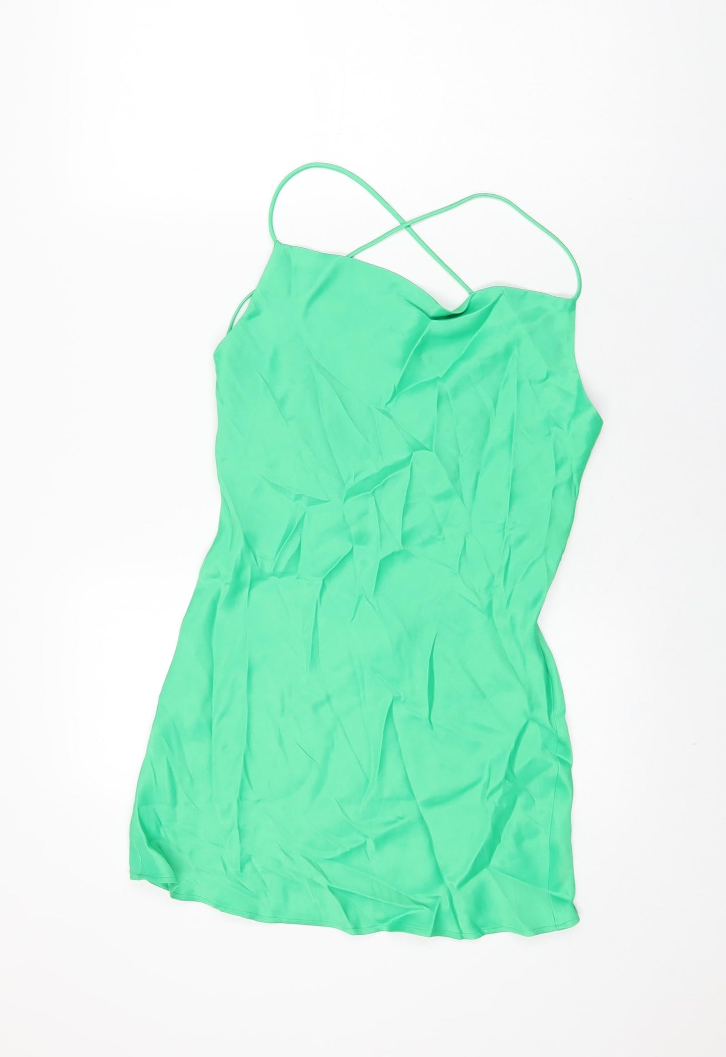 Womens UK Size XS Zara Green Basic T-Shirt