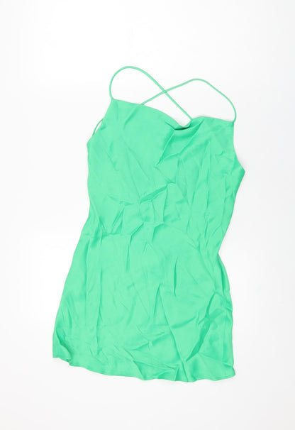 Womens UK Size XS Zara Green Basic T-Shirt