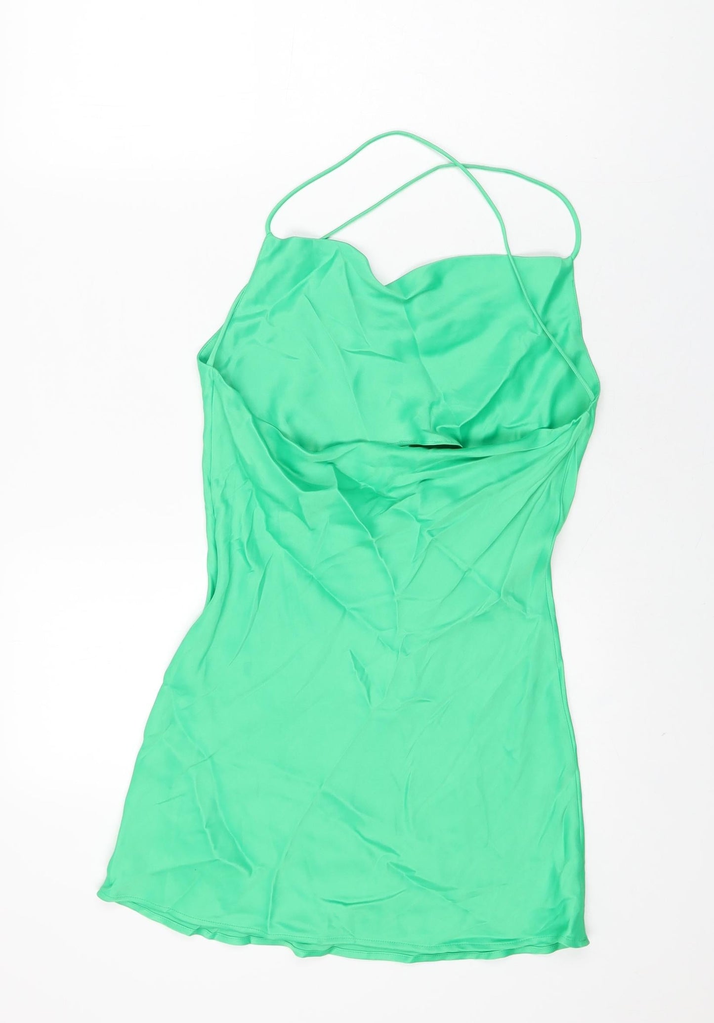 Womens UK Size XS Zara Green Basic T-Shirt