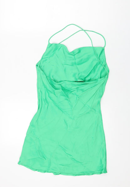 Womens UK Size XS Zara Green Basic T-Shirt