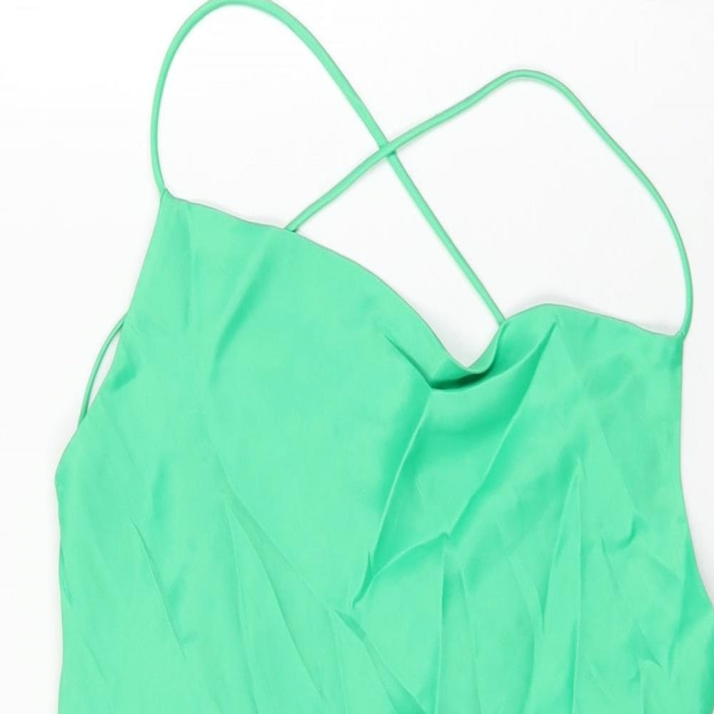 Womens UK Size XS Zara Green Basic T-Shirt