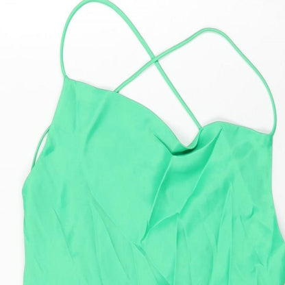 Womens UK Size XS Zara Green Basic T-Shirt