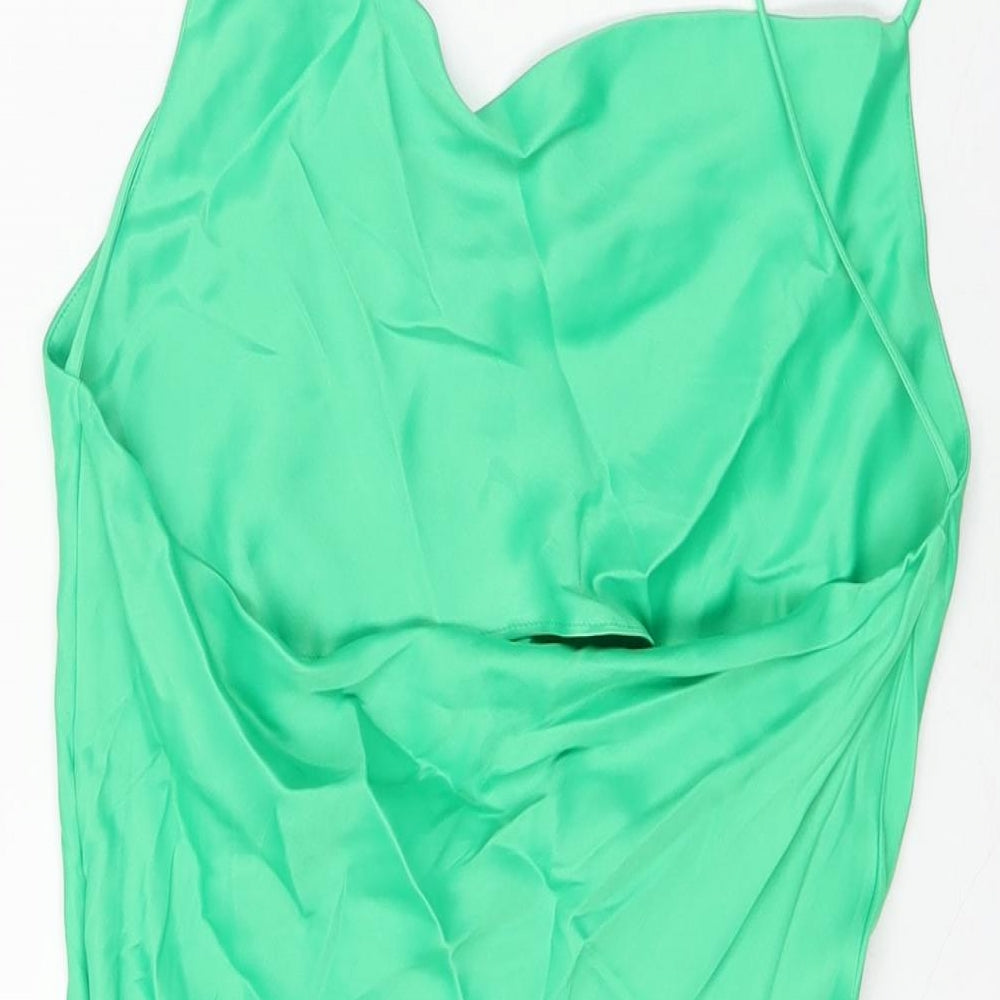 Womens UK Size XS Zara Green Basic T-Shirt