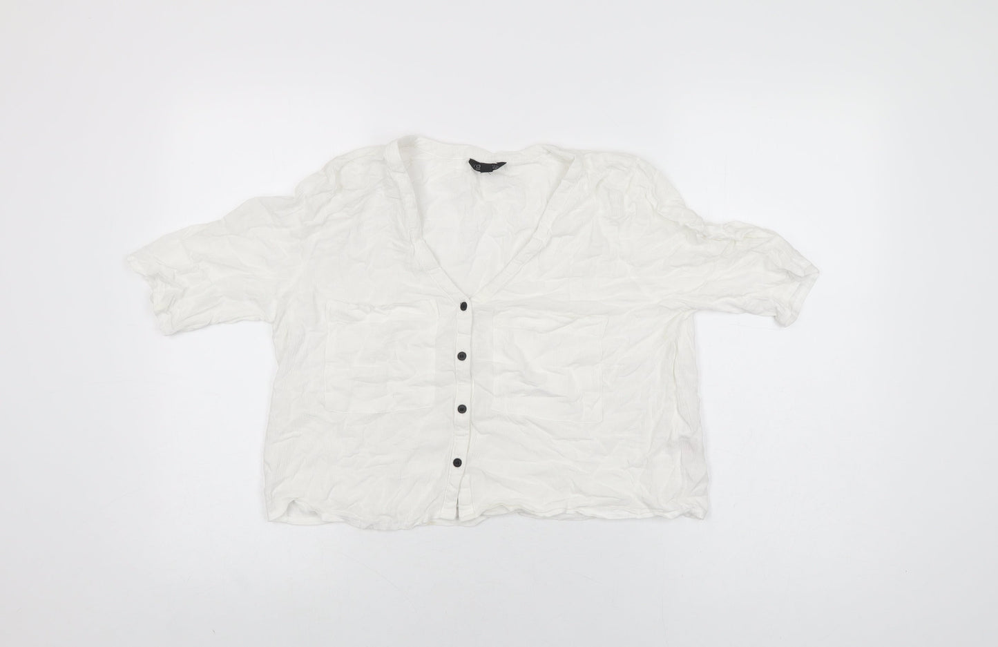 Womens UK Size 12 Topshop White Basic Button-Up