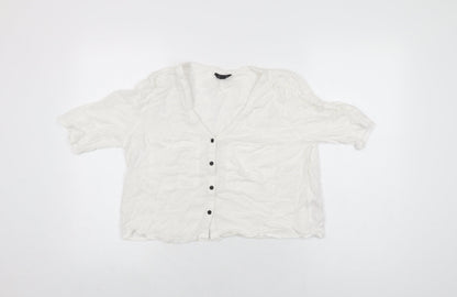 Womens UK Size 12 Topshop White Basic Button-Up