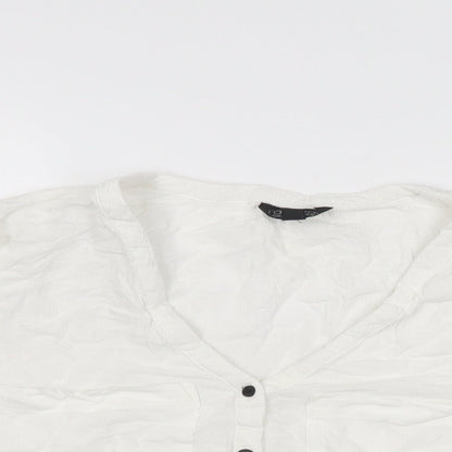 Womens UK Size 12 Topshop White Basic Button-Up