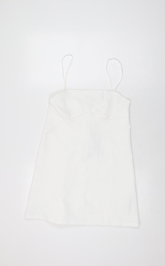 Zara Womens White Polyester Mini Size S Square Neck Pullover