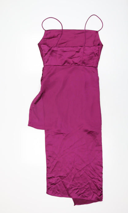 Zara Womens Purple Polyester A-Line Size S Cowl Neck Zip