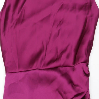 Zara Womens Purple Polyester A-Line Size S Cowl Neck Zip