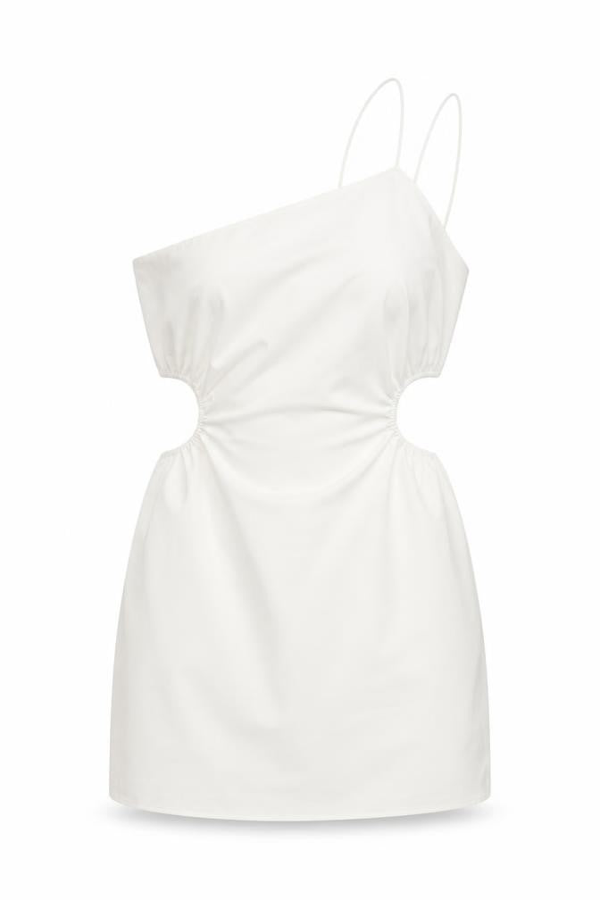 Zara Womens White Polyester Mini Size XS One Shoulder Zip