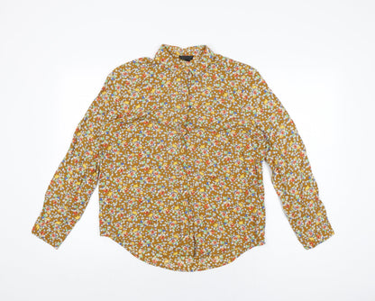 Womens UK Size 8 Topshop Brown Basic Button-Up