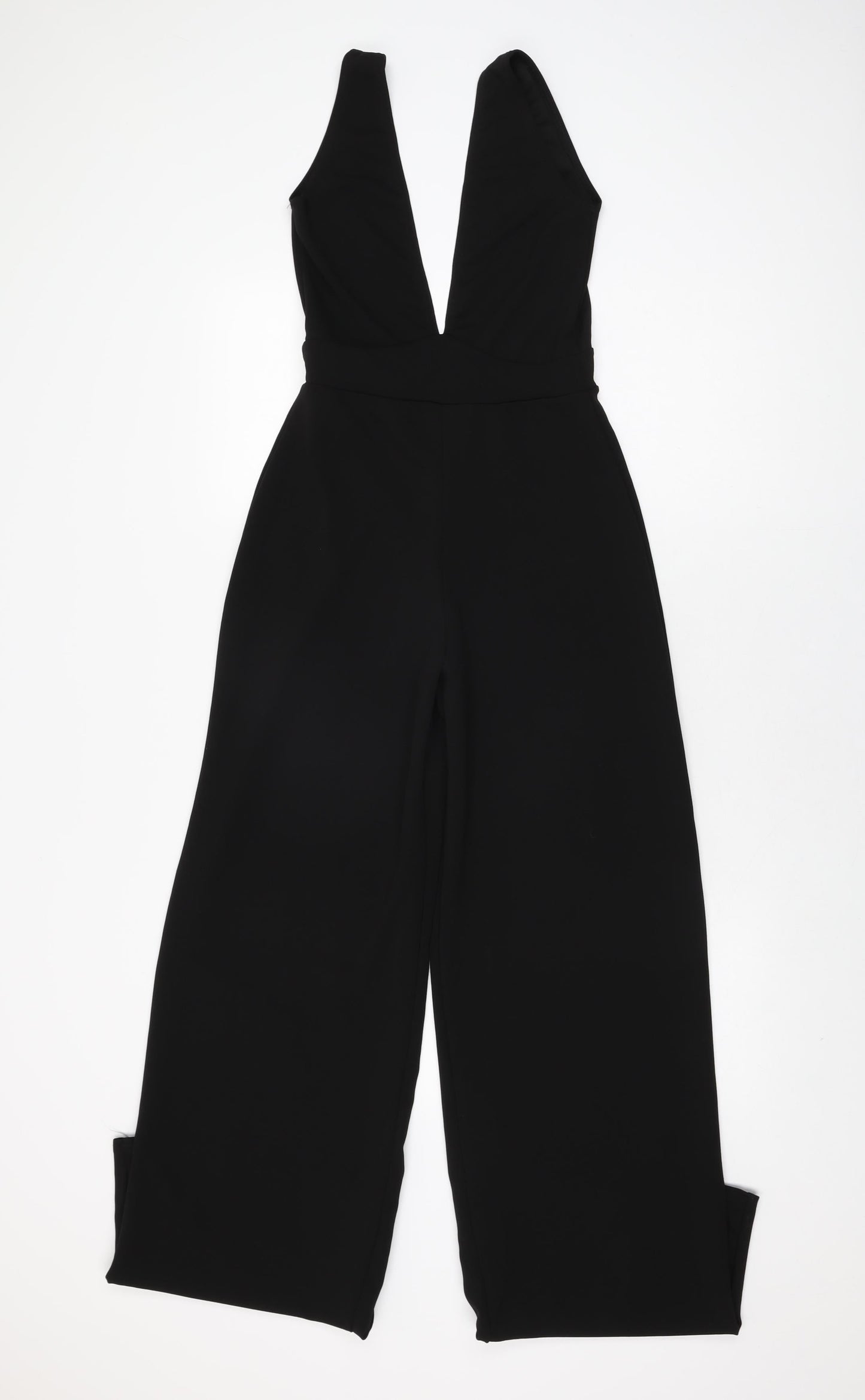 PRETTYLITTLETHING Womens Black Polyester Jumpsuit One-Piece Size 4 L35 in Pullover