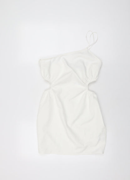 Zara Womens White Polyester Mini Size S One Shoulder Zip