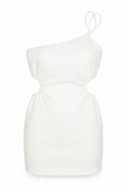 Zara Womens White Polyester Mini Size S One Shoulder Zip