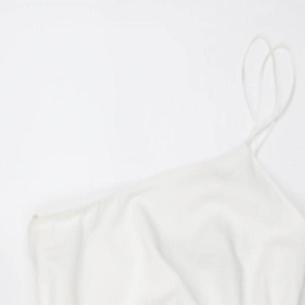 Zara Womens White Polyester Mini Size S One Shoulder Zip