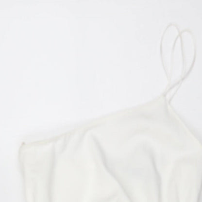 Zara Womens White Polyester Mini Size S One Shoulder Zip