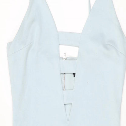 FOREVER 21 Womens Blue Polyester Bodycon Size M V-Neck Zip