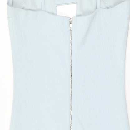 FOREVER 21 Womens Blue Polyester Bodycon Size M V-Neck Zip