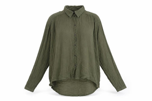 Urban Outfitters Womens Green Cotton Basic Button-Up Size S Collared