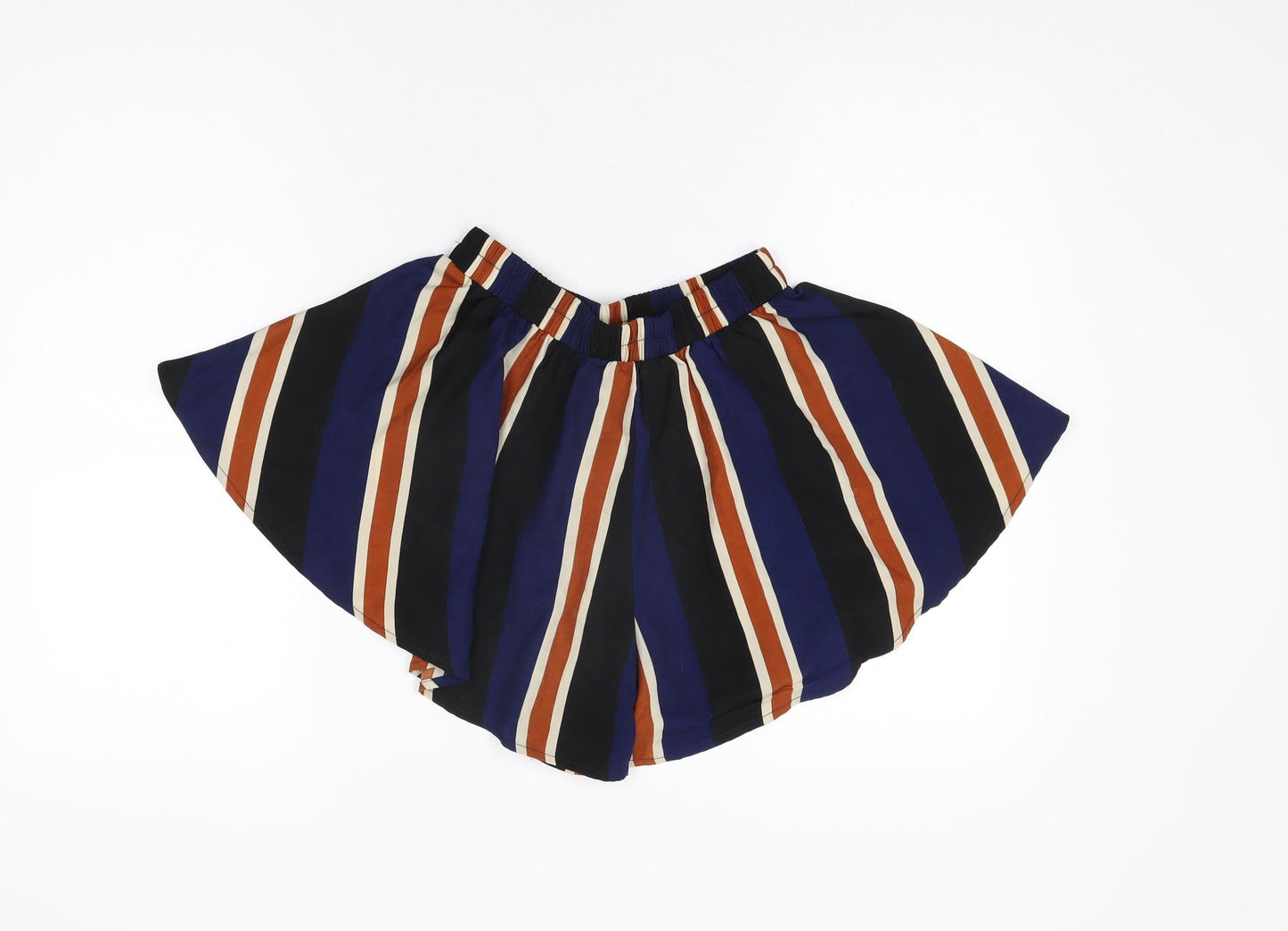 PRETTYLITTLETHING Womens Black Striped Polyester Skort Skirt Size 6