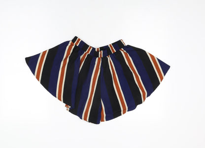 PRETTYLITTLETHING Womens Black Striped Polyester Skort Skirt Size 6