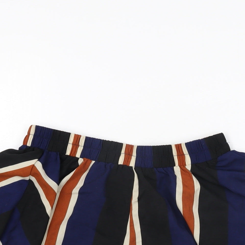 PRETTYLITTLETHING Womens Black Striped Polyester Skort Skirt Size 6