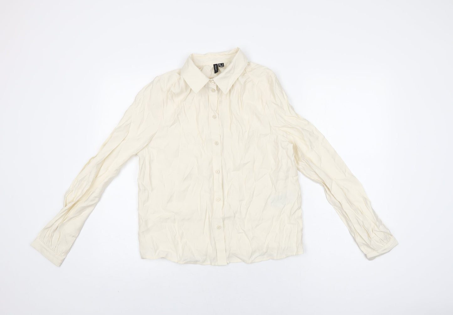 Womens UK Size S VERO MODA Ivory Basic Button-Up