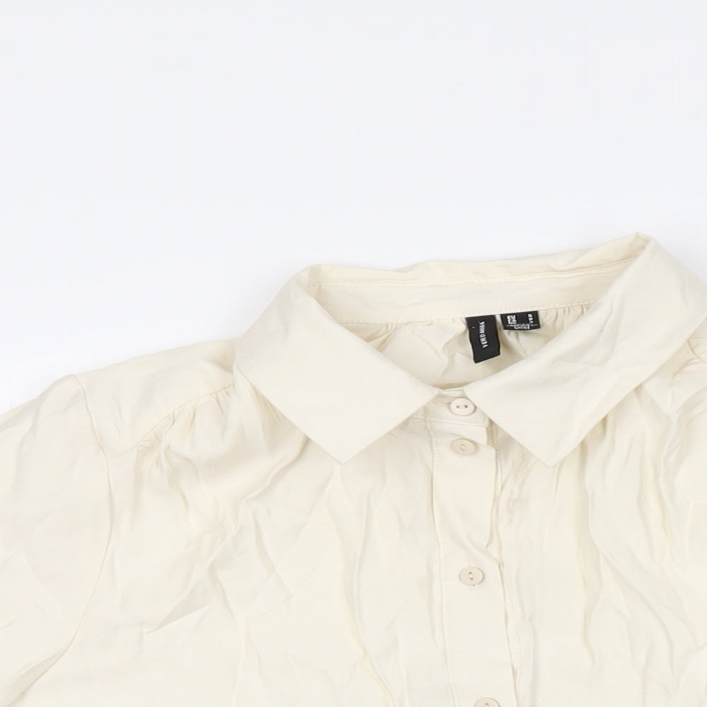 Womens UK Size S VERO MODA Ivory Basic Button-Up