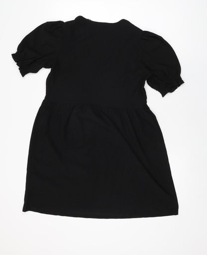 New Look Womens Black Polyester Shift Size 10 V-Neck Pullover