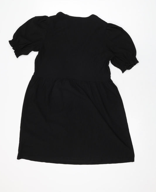 New Look Womens Black Polyester Shift Size 10 V-Neck Pullover