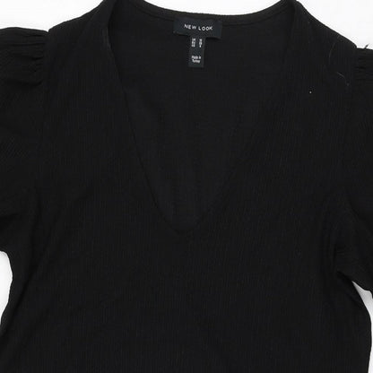 New Look Womens Black Polyester Shift Size 10 V-Neck Pullover