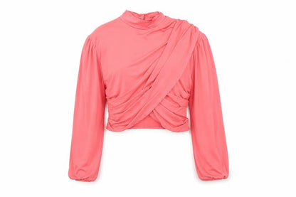 Womens UK Size 10 Flounce Pink Cropped T-Shirt