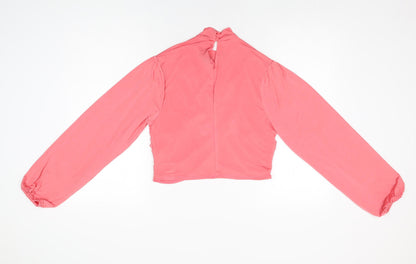 Womens UK Size 10 Flounce Pink Cropped T-Shirt
