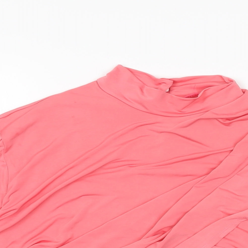 Womens UK Size 10 Flounce Pink Cropped T-Shirt