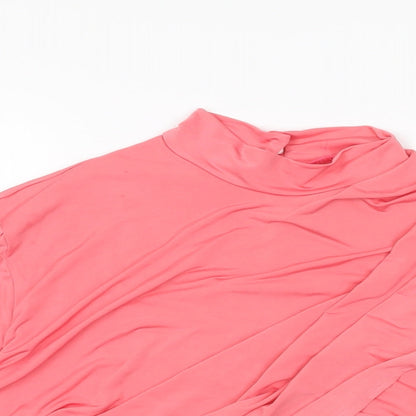 Womens UK Size 10 Flounce Pink Cropped T-Shirt