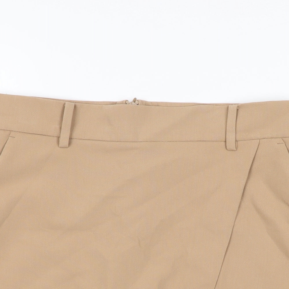 NEXT Womens Beige Polyester Mini Skirt Size 10 Zip