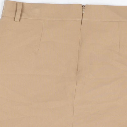 NEXT Womens Beige Polyester Mini Skirt Size 10 Zip
