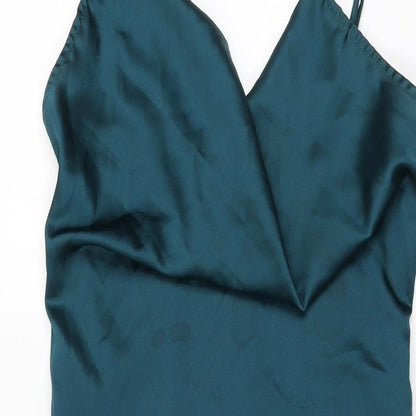 PRETTYLITTLETHING Womens Green Polyester Bodycon Size 8 Cowl Neck Zip