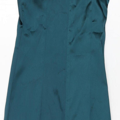 PRETTYLITTLETHING Womens Green Polyester Bodycon Size 8 Cowl Neck Zip