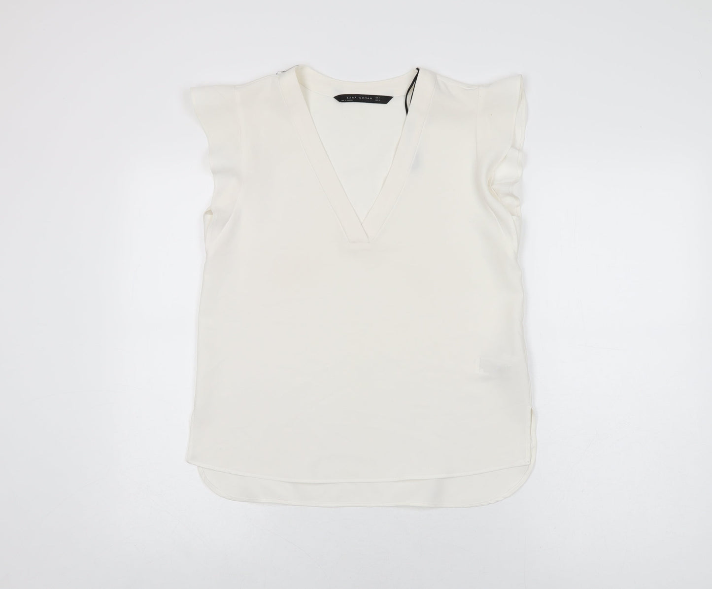 Womens UK Size S Zara White Basic T-Shirt
