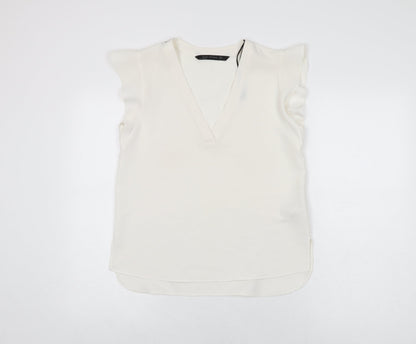 Womens UK Size S Zara White Basic T-Shirt