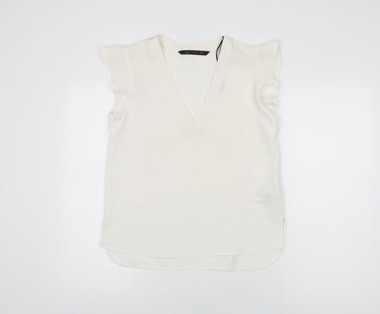 Womens UK Size S Zara White Basic T-Shirt