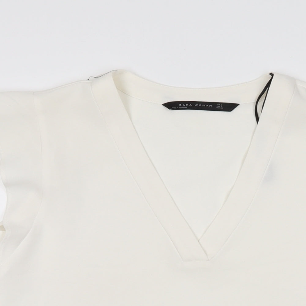 Womens UK Size S Zara White Basic T-Shirt