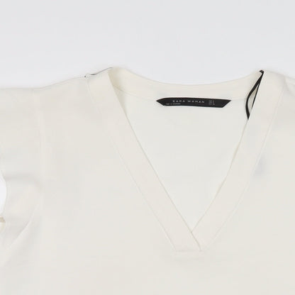 Womens UK Size S Zara White Basic T-Shirt