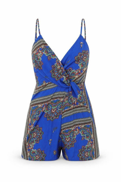 Missguided Womens Blue Geometric Polyester Mini Size 8 V-Neck Zip
